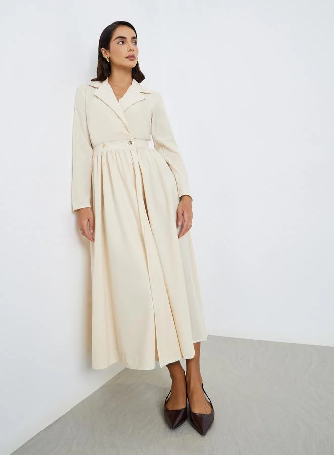 ستايلي فستان ميدي بليزر بياقة وأكمام طويلة